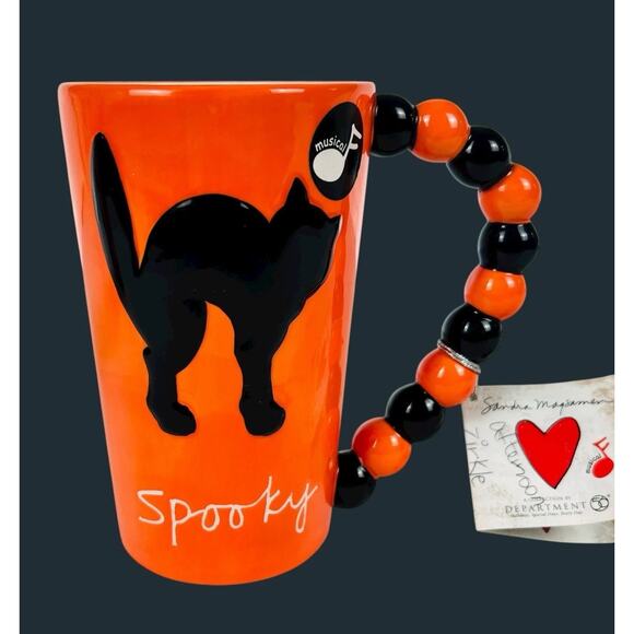 2 Dept 56 Halloween Mugs Spooky Cat Smiley JOL Make Soft Creepy Sounds - Picture 3 of 12